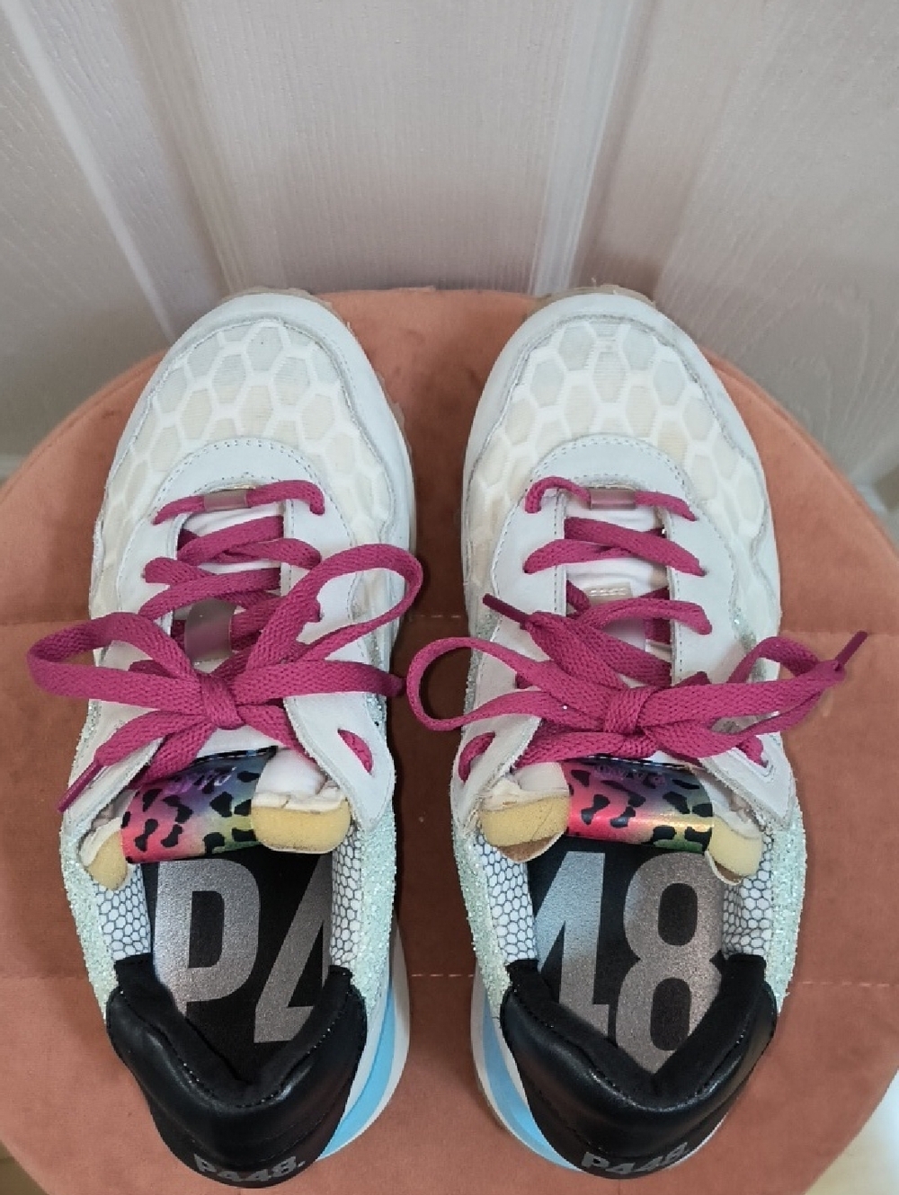 P448 Cancun Sneaker In Glitter/Pearl Size 38 - Picture 5 of 9